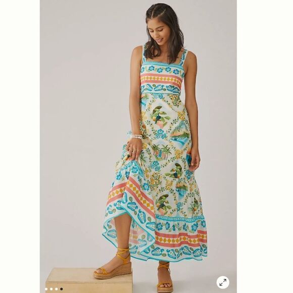 HOST PICK❣️NWT Farm Rio x Anthropologie Printed Maxi Dress Large - Picture 1 of 15